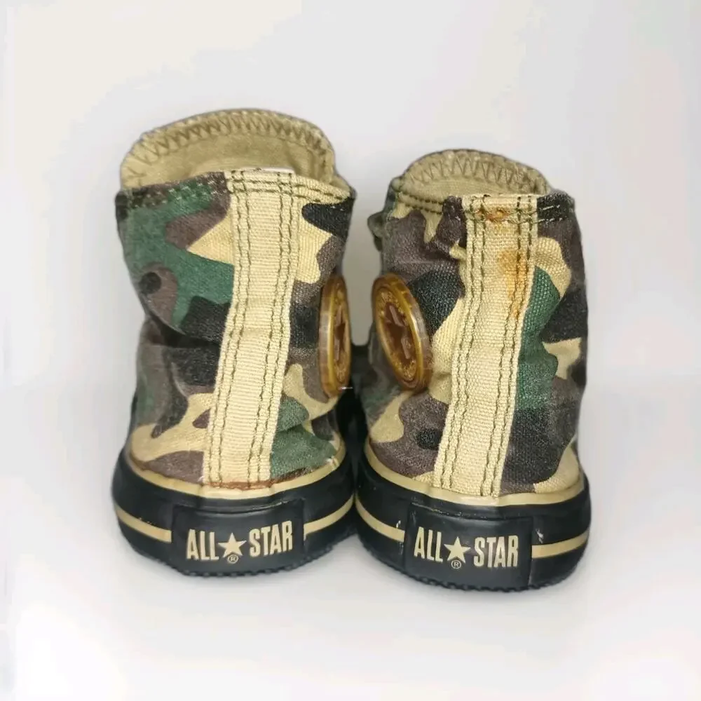 Converse All Star Chuck Taylor Toddler Hi-Top Camo Green Black Size 5 Pre-Owned